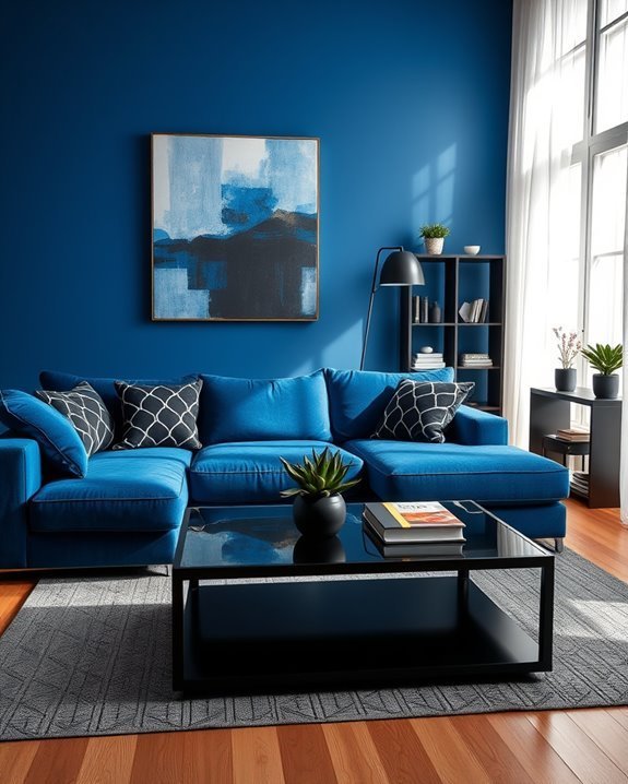 blue and black accents