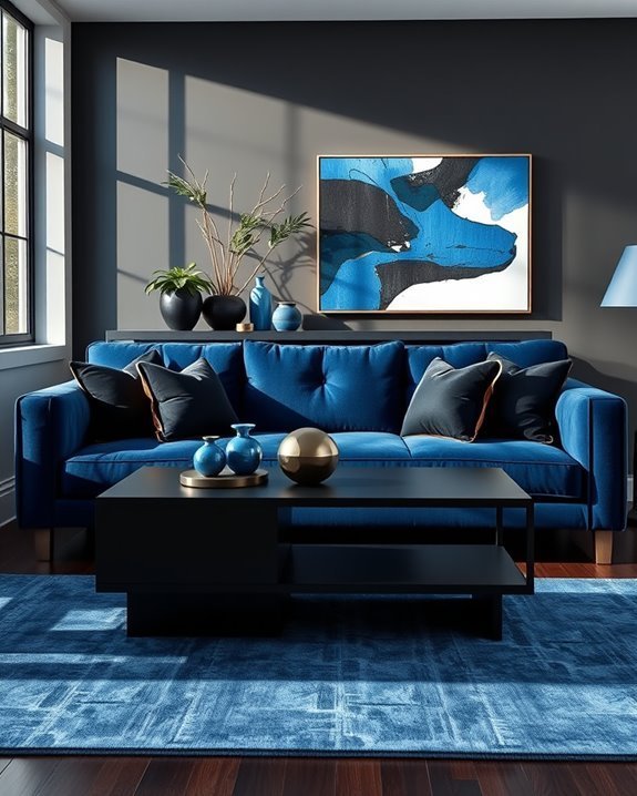 blue and black decor