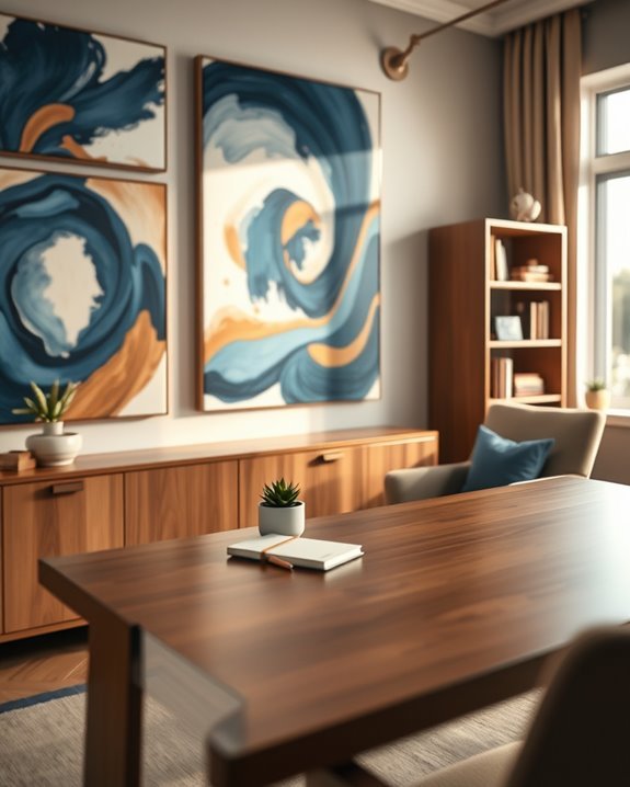 blue and brown artwork