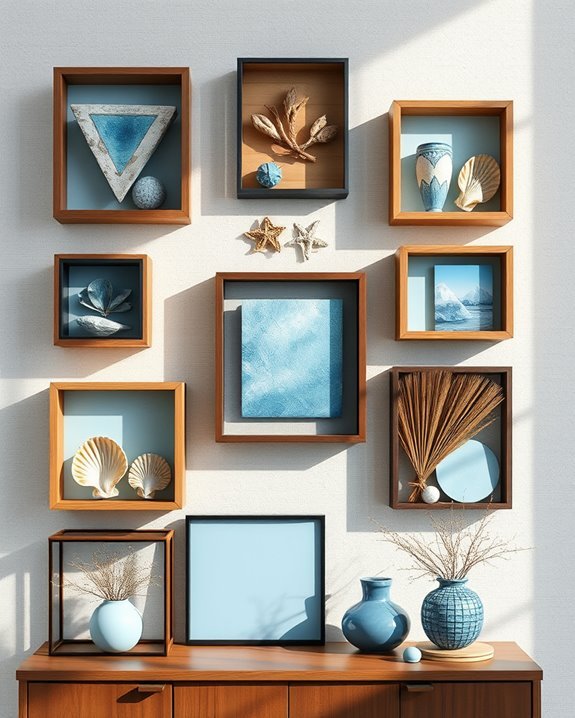 blue and brown display