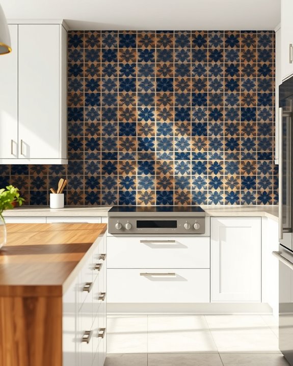 blue and brown tiles