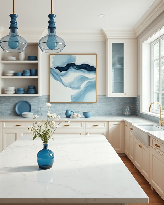 blue and cream decor