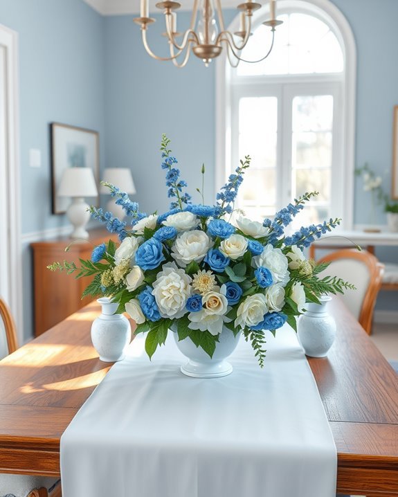 blue and white florals