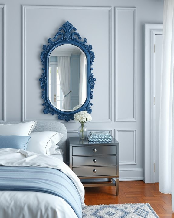 blue and white mirrors