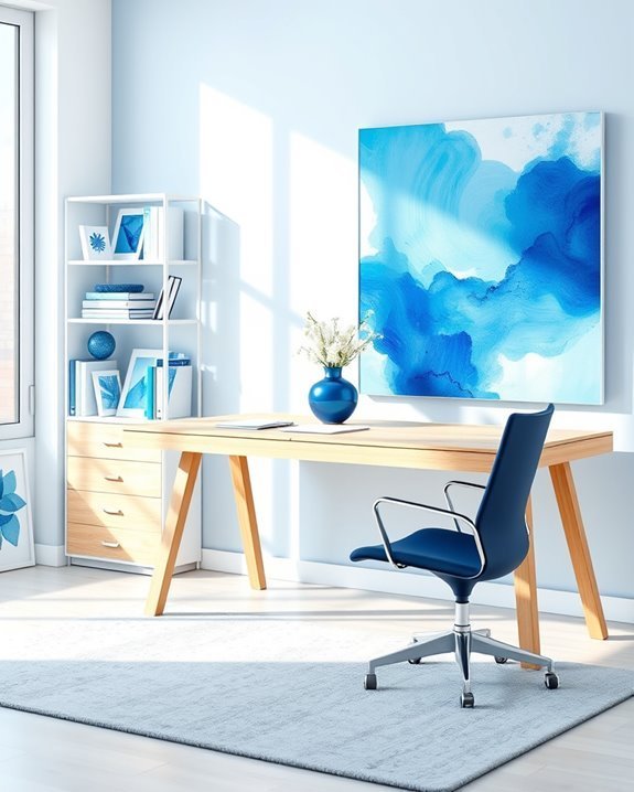 blue artwork enhances productivity