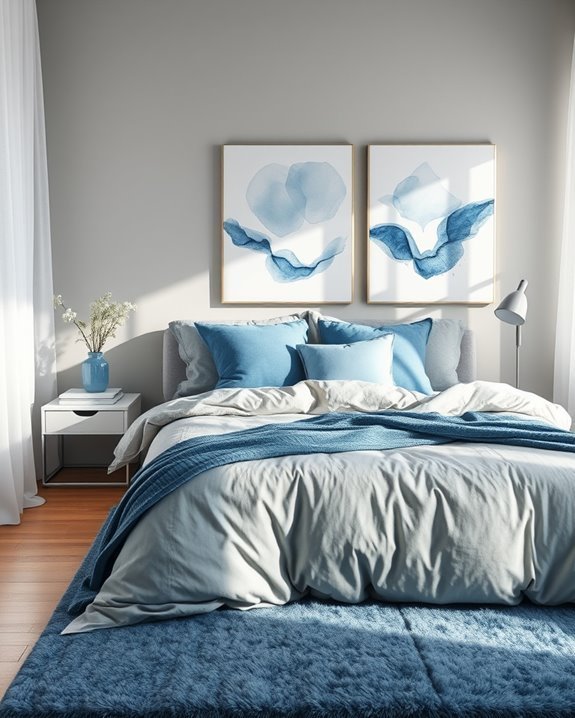 blue artwork enhances serenity