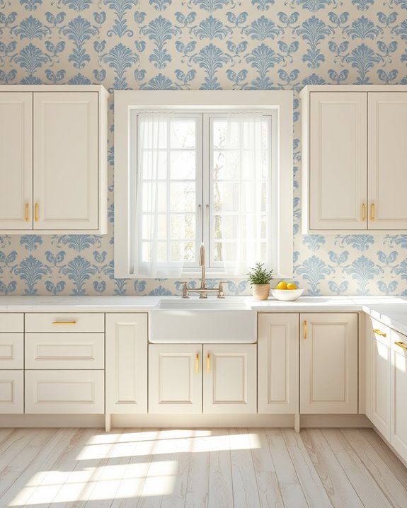 blue cream wallpaper elegance