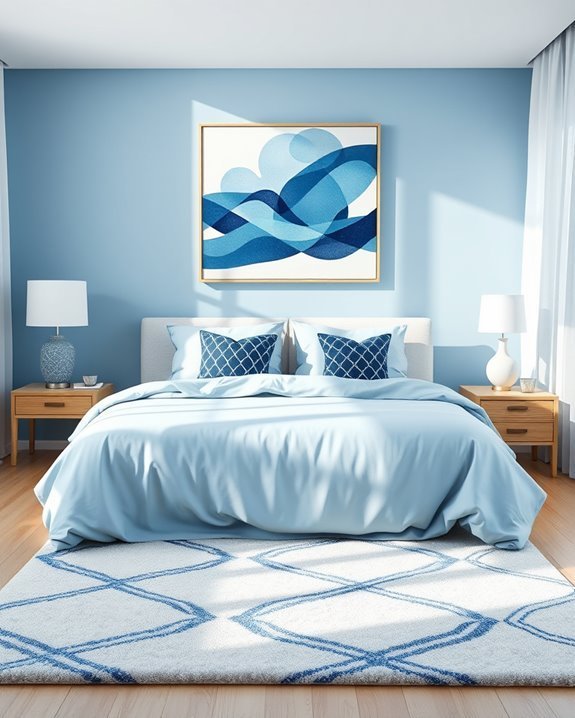 blue geometric wall decor