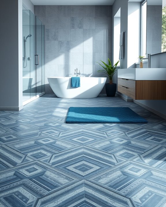 blue grey patterned tiles