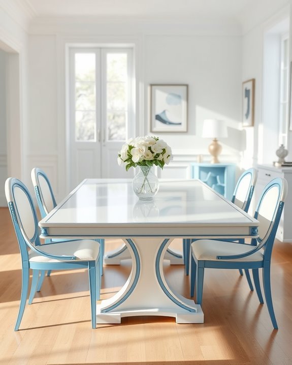 blue trimmed dining elegance