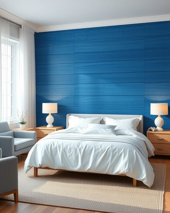 blue walls warm wood