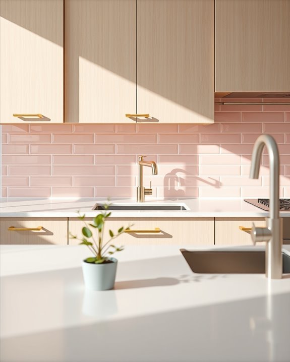 blush pink backsplash elegance