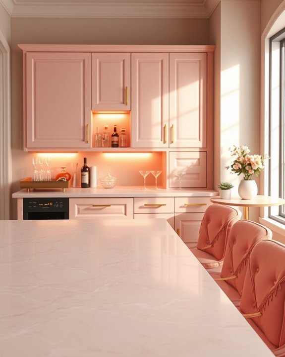 blush pink barware accents