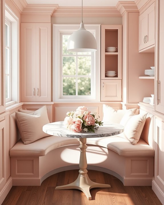 blush pink cozy kitchen nook
