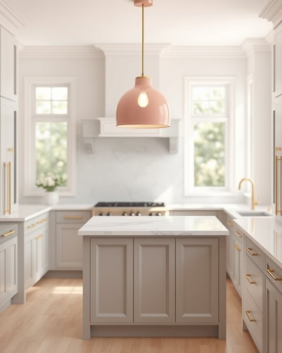 blush pink kitchen lighting