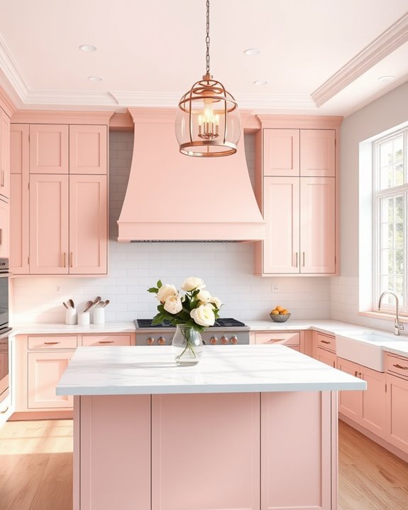 blush pink kitchen lighting