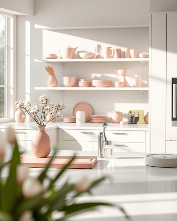 blush pink kitchen organization