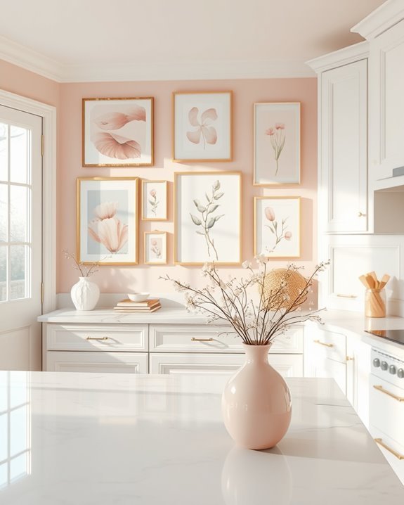 blush pink kitchen wall art