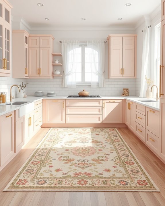 blush pink vintage kitchen rug
