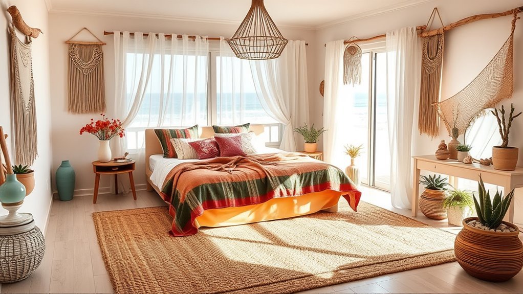bohemian beach inspired bedroom designs