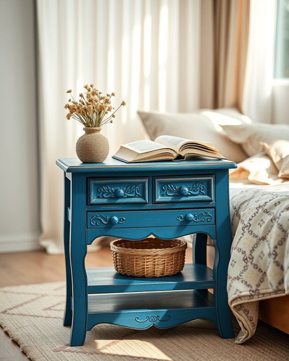 bohemian blue bedside table