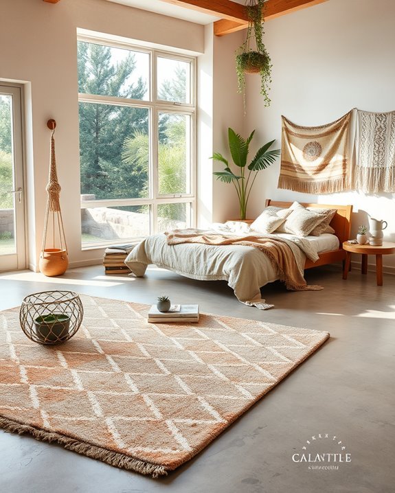 bohemian decor with concrete