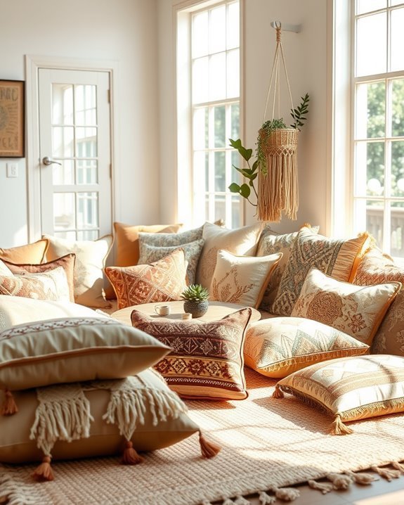 bohemian floor cushion decor