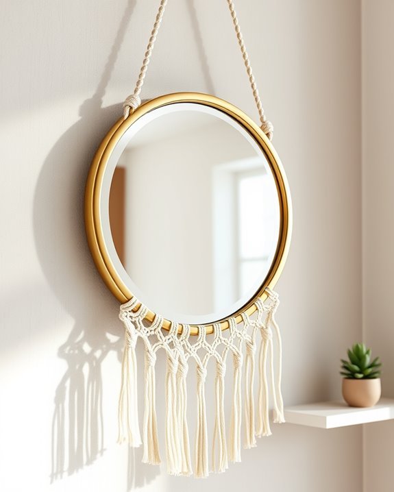 bohemian macrame hanging mirrors