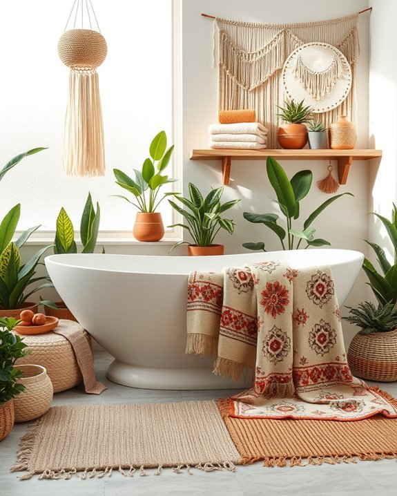 bohemian textile bathroom retreat