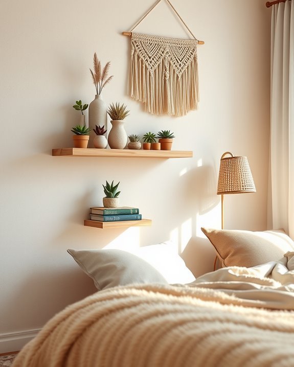 boho floating shelf decor