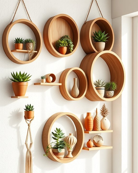 boho inspired artistic wall shelves