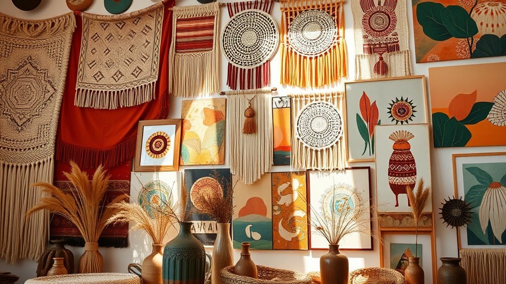 boho inspired colorful wall decor