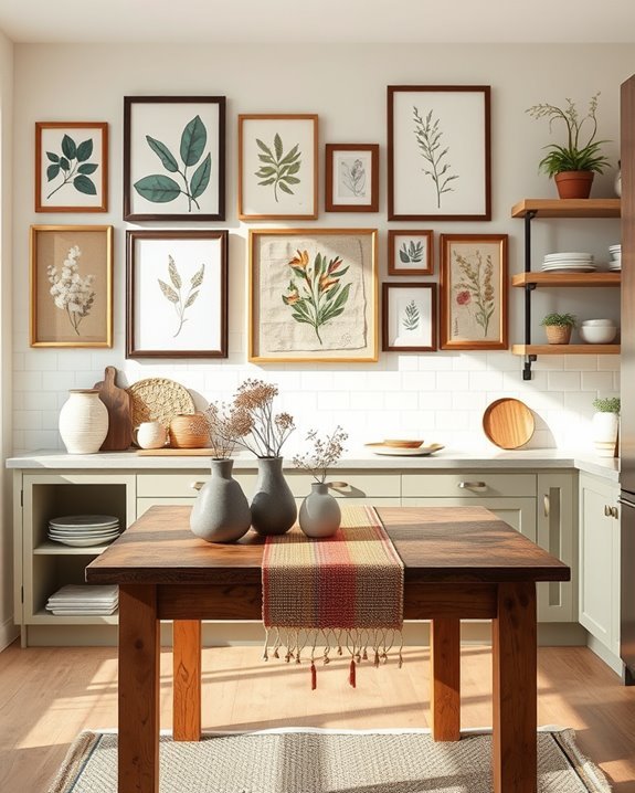boho kitchen gallery wall