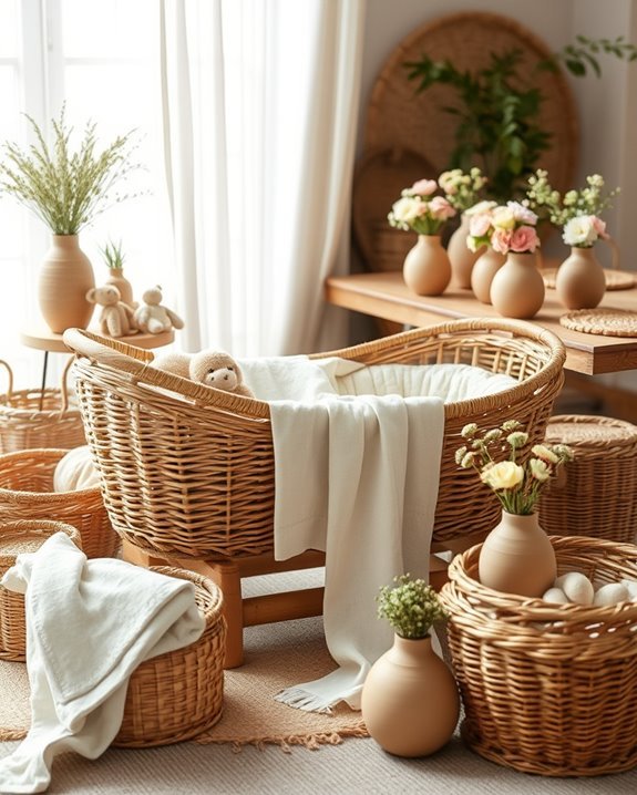 boho rattan baby shower