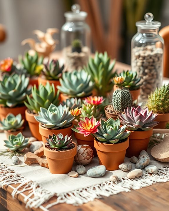 boho succulent and cactus arrangements