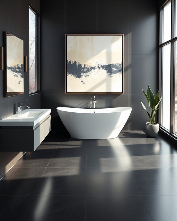 bold artwork enhances bathrooms