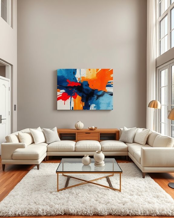 bold artwork enhances decor