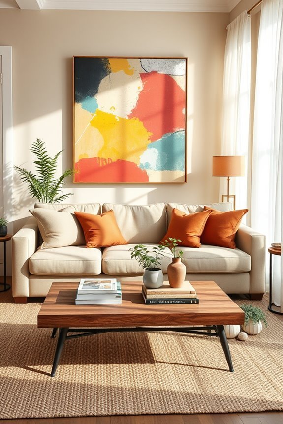 bold artwork enhances interiors