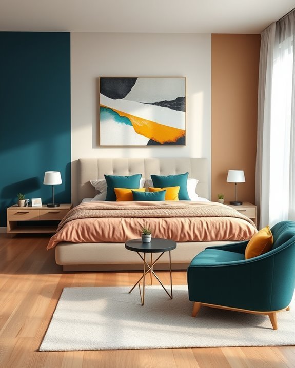 bold bedroom color blocking