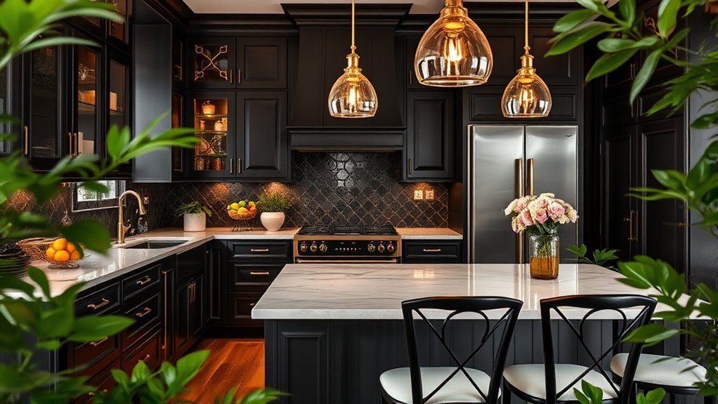 bold black and gold kitchens