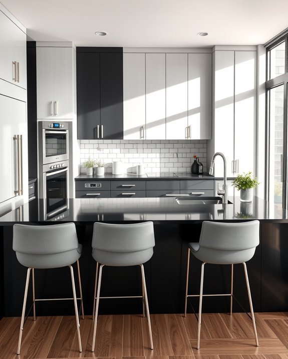 bold black and gray cabinets