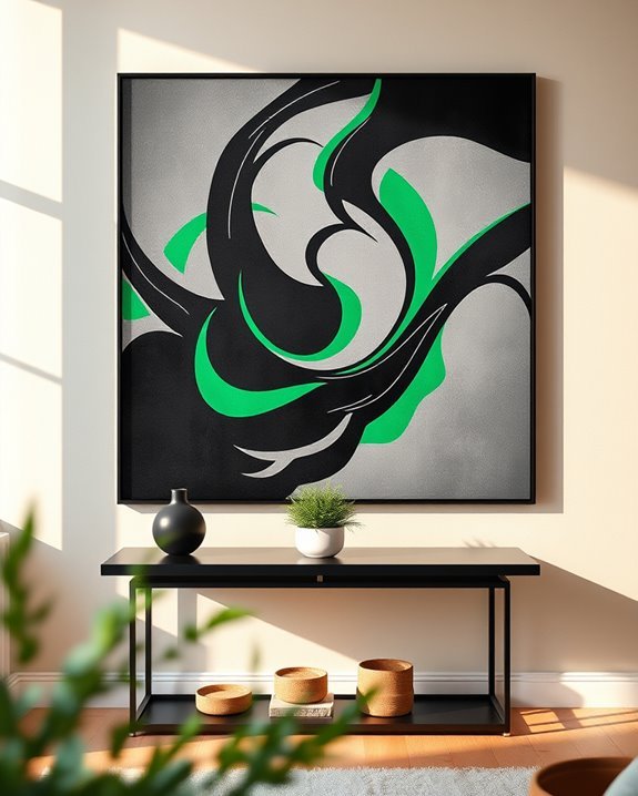 bold black and green decor