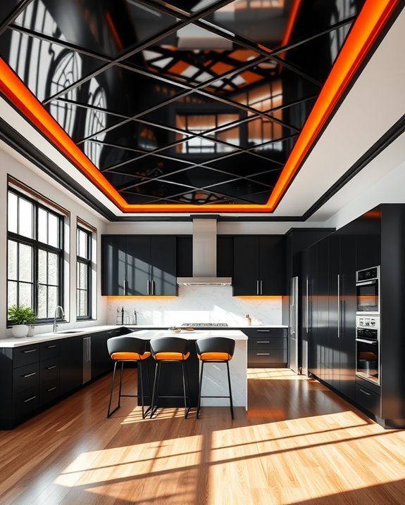 bold black and orange ceilings