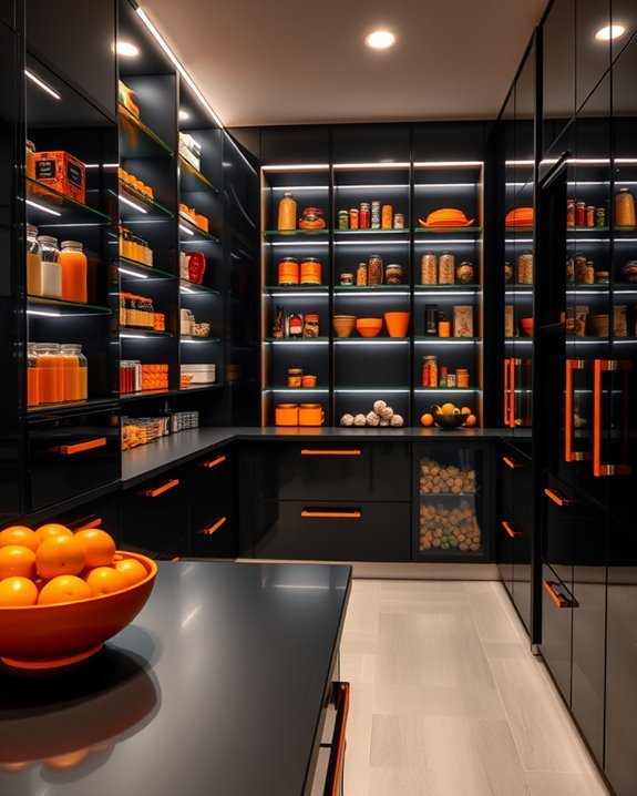 bold black and orange pantry
