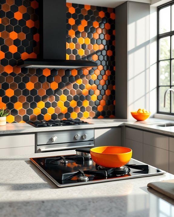 bold black and orange tiles