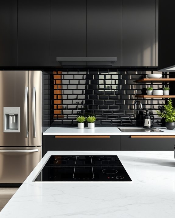 bold black backsplash style