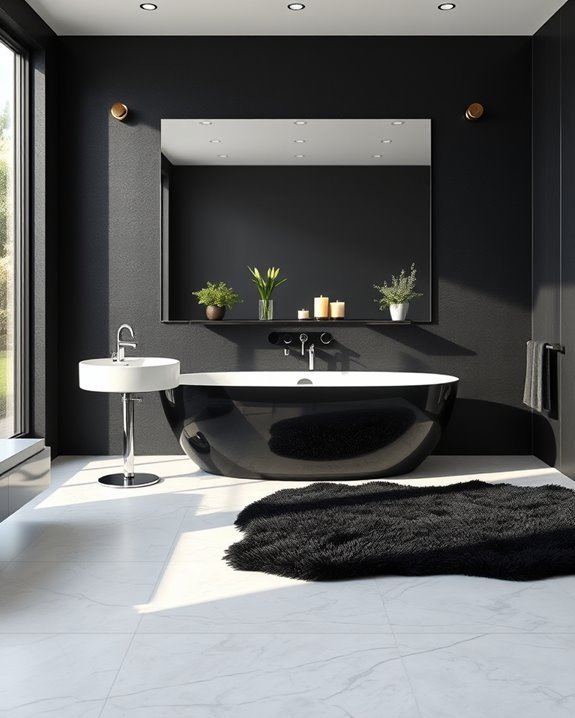 bold black bathroom accents
