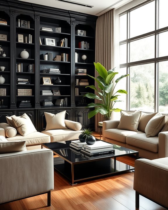 bold black bookcase elegance