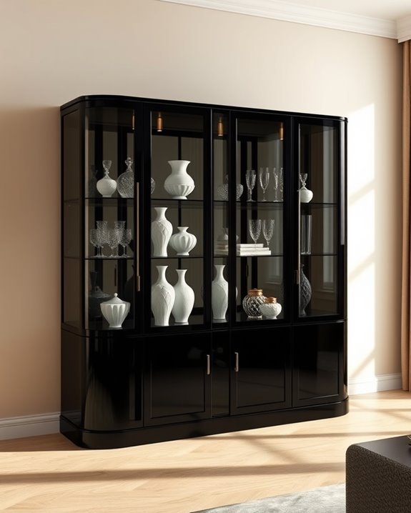 bold black display cabinets