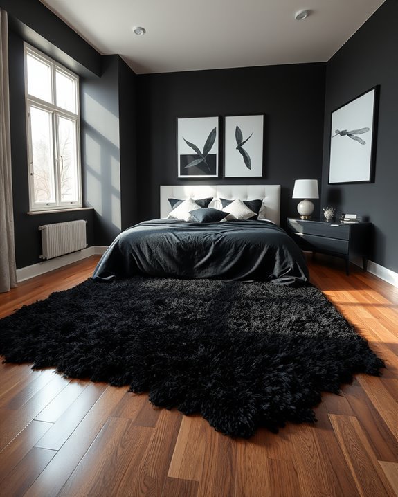 bold black rugs enhance decor